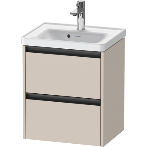 Duravit Ketho.2 Wastafelonderbouwkast - met 2 laden - 48.4x37.5x54.9cm - met grepen antraciet - taupe mat SW771919