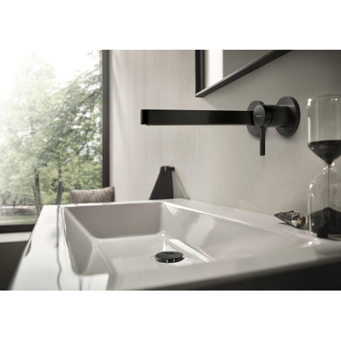 Hansgrohe Finoris Wastafelmengkraan - eengreeps - inbouw - voorsprong 22.8cm - afvoerplug - zwart chroom SW1388353
