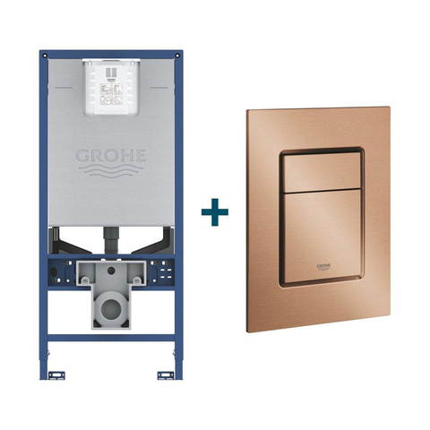 Grohe Rapid SLX Inbouwreservoir - frame netspanning - douchewc aansluiting - Grohe Skate cosmopolitan bedieningsplaat - brushed warm sunset (koper) SW405744
