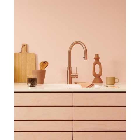 Quooker Flex Round kokendwaterkraan - draaibare & uittrekbare uitloop - PRO3 reservoir - Warm / kokend water - rosé koper SW968451
