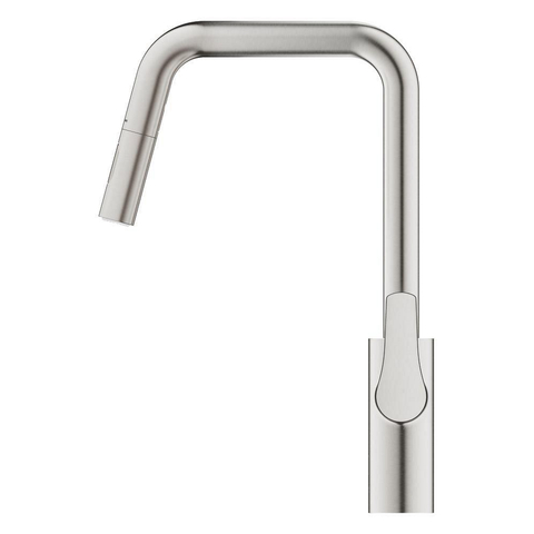 Grohe Eurosmart Mitigeur d'évier - haut - bec pivotant - Supersteel (aspect inox) SW1234867