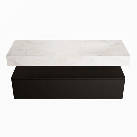Mondiaz ALAN-DLUX Ensemble de meuble - 130cm - meuble Urban mat - 1 tiroir - Lavabo Cloud Ostra suspendu - vasque droite - 1 trou de robinet SW807343