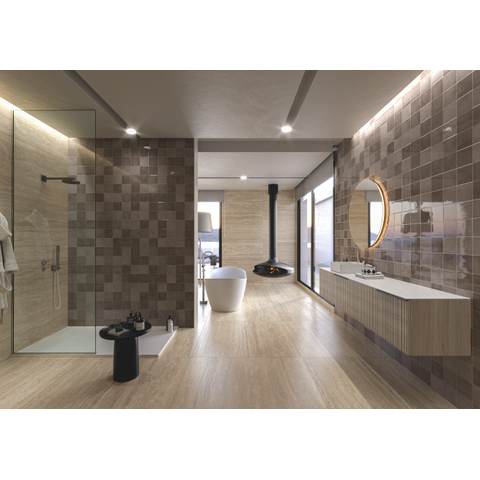 ÉCHANTILLON Terravito Quivaro carreau mural - 6.5x26cm - Taupe brillant (brun) SW1130699