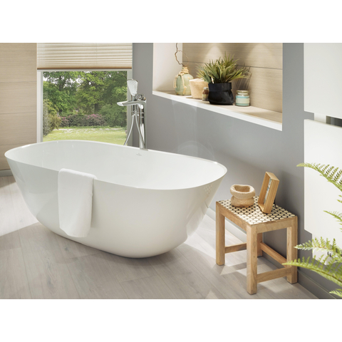 Villeroy & Boch theano vrijstaand duobad - 155x75cm - kunststof quaryl ovaal - glans wit SW480017