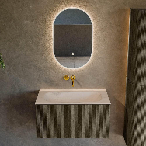 MONDIAZ KURVE-DLUX 80cm badmeubel kleur Shadow met 1 lade en 0 deuren. Wastafel BIG SMALL Midden zonder kraangat Meli. SW1431758