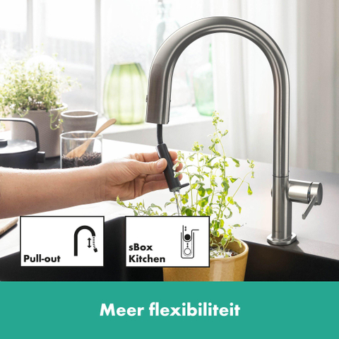 Hansgrohe Aqittura M91 Filter systeem - 210 uittrekbare uitloop - 1jet - sbox - rvs look SW918631