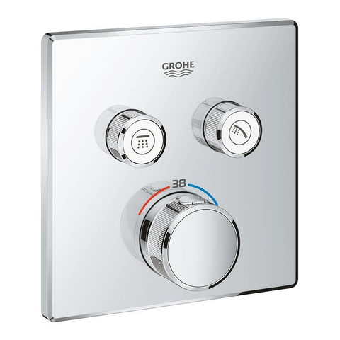 Grohe SmartControl Mitigeur thermostatique encastré - 3 boutons - carré - chrome SW104922