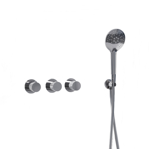 Fortifura Nebbio Badcombinatie-set - thermostaatkraan - wandaansluitbocht - met handdouchehouder - gladde doucheslang - ronde handdouche - badvulcombinatie - hoogglans chroom SW1238002