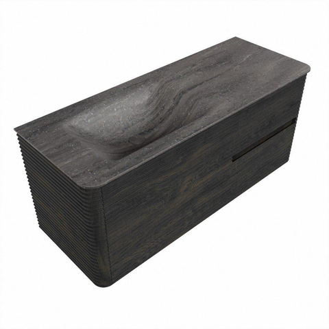 Mondiaz CIRO-DLUX Ensemble de meubles de salle de bains - 120x45x50cm - Plan-vasque Solid surface Oza - 1 vasque à gauche - sans trous de robinetterie - 2 tiroirs - Shadow SW1532640