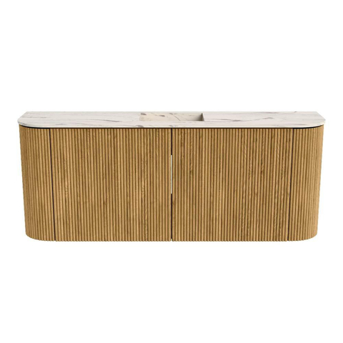 Mondiaz JOYA-DLUX 103.2cm toiletmeubel - ronding links en rechts kleur Oak - Wastafel FAYE positie Midden Zonder kraangat kleur Nata. SW1424060