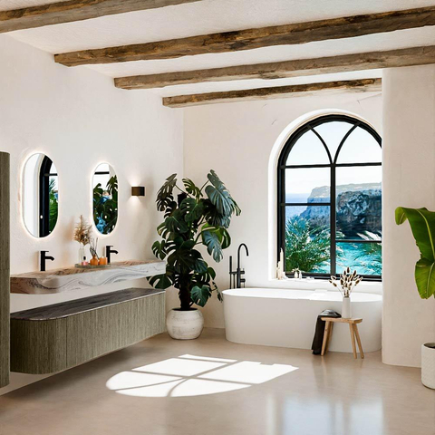 MONDIAZ THOR-DLUX 200cm meuble de salle de bains arrondi gauche + droite couleur Shadow avec 2 tiroirs et 2 portes. Vasque suspendue CLOUD Double 2 trous de robinet couleur Sombra. SW1467298