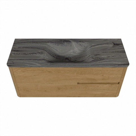 Mondiaz CIRO-DLUX Badkamermeubelset - 120x45x50cm - Solid surface wastafel Sombra - 1 wasbak Midden - 1 kraangat - 2 lades - Oak SW1531250