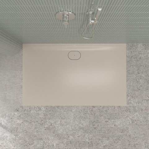 Villeroy & Boch Ecora douchebak - 150x90x3.5cm - afvoer lange zijde - almond (beige) SW1558934