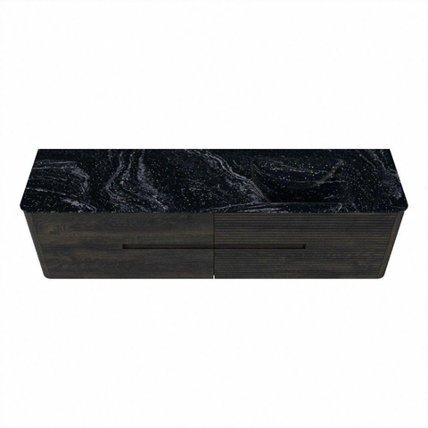 Mondiaz CIRO-DLUX Ensemble de meuble de salle de bains - 180x45x50cm - Plan vasque en solid surface Lava - 1 vasque à droite - sans trous de robinet - 4 tiroirs - Shadow SW1532520