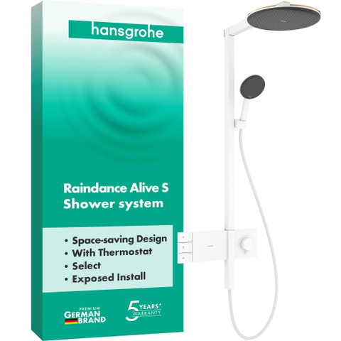 Hansgrohe Raindance alive S - showerpipe - 300 - 2jet - thermostaat - mat wit SW1388370