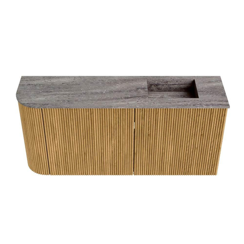 Mondiaz JOYA-DLUX 91.6cm toiletmeubel - ronding links kleur Oak - Wastafel FAYE positie Rechts Zonder kraangat kleur Oza. SW1424130