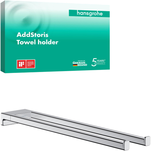 Hansgrohe AddStoris Q handdoekhouder 2-lids - hoogglans chroom SW651574