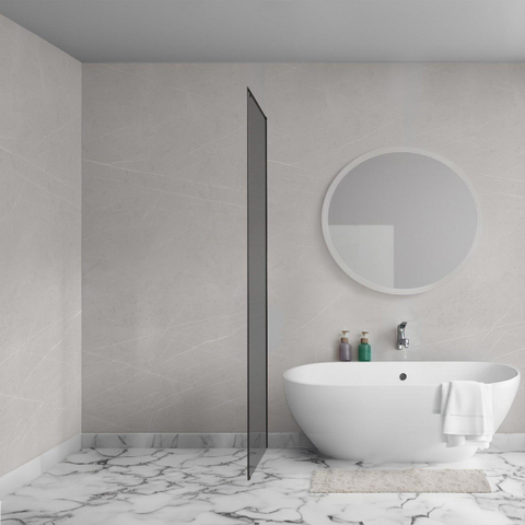 Aqua Vista Oria Cuadra Paroi latérale - 80x200cm - avec kit de montage - pour cabine de douche - verre fumé - noir mat SW1436512