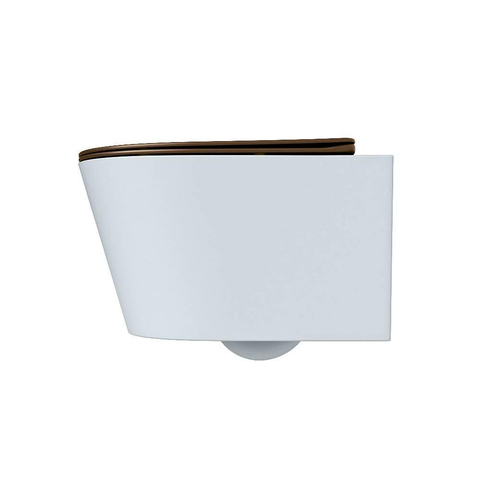 Mondiaz LAVIE hangtoilet – spoelrandloos – 36 x 53 cm – met softclose zitting – Clay (lichtblauw/grijs), zitting Rust (bruin) SW1208697