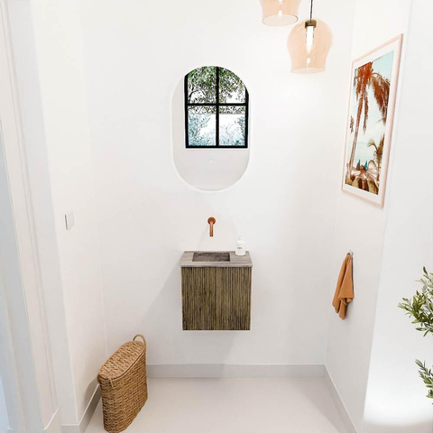 Mondiaz JOYA-DLUX 40cm meuble de toilette - couleur Dusk - Vasque FAYE position Gauche Sans trou de robinet couleur Oza. SW1425958