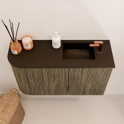 Mondiaz JOYA 71.6cm toiletmeubel - ronding links kleur Dusk - Wastafel FAYE positie Rechts 1 kraangat kleur Urban. SW1421704