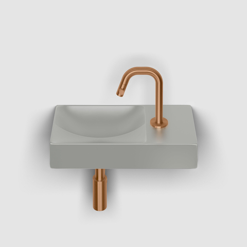 Clou Vale fontein - 38x19x7cm - rechthoek - keramiek - kraangat rechts - met waste - mat grijs SW809540