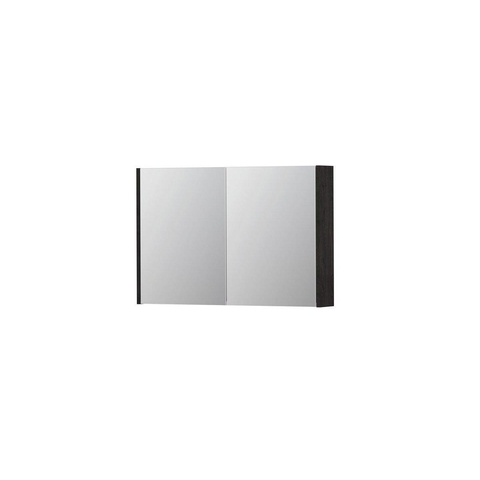 INK SPK1 spiegelkast – 90x60x14 cm – 2 deuren, dubbelzijdige spiegeldeuren – Houtskool Eiken mat SW493620