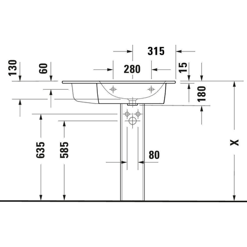 Duravit ME by Starck meubelwastafel asymmetrisch met wastafel rechts 83x49cm 1 kraangat met overloop mat wit SW297060