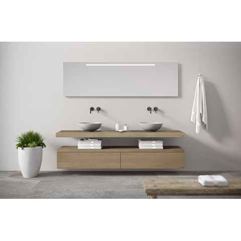 Looox Wood collection Base Block 200x30x40cm 2 tiroirs chêne old grey SW405442