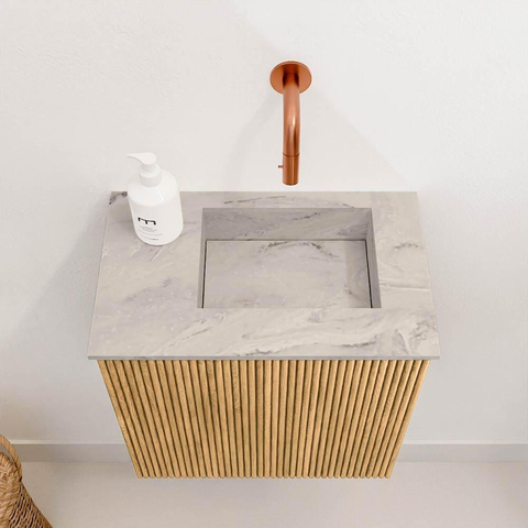 Mondiaz JOYA-DLUX Meuble de toilette 40cm - couleur Chêne - Vasque FAYE position Droite Sans trou de robinet couleur Glace SW1421965