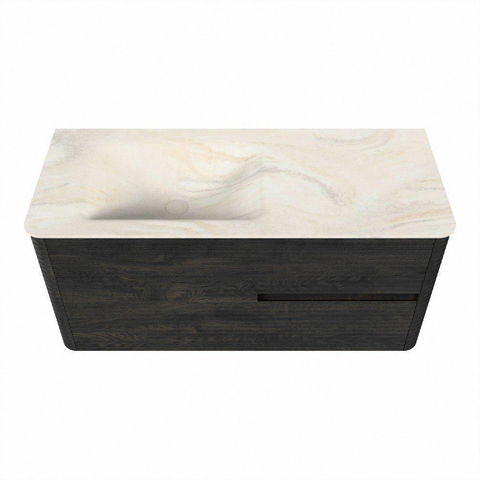 Mondiaz CIRO-DLUX Ensemble de meubles de salle de bains - 110x45x50cm - Plan-vasque Solid surface Ostra - 1 vasque à gauche - sans trous de robinet - 2 tiroirs - Shadow SW1532463