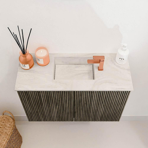Mondiaz JOYA-DLUX 60cm toiletmeubel - kleur Shadow - Wastafel FAYE positie Midden 1 kraangat kleur Ostra. SW1422971