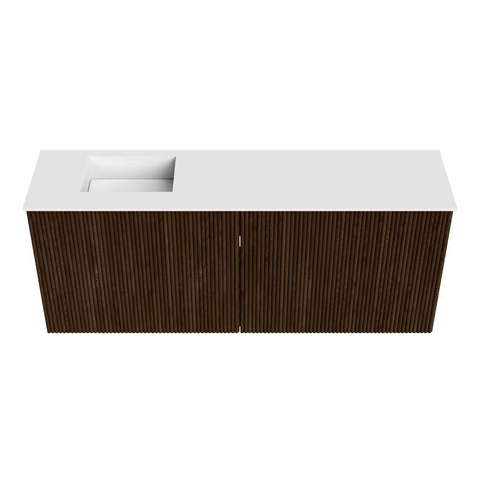Mondiaz JOYA 100cm meuble de toilette - couleur Walnut - Vasque FAYE position Gauche Sans trou de robinet couleur Talc. SW1421264