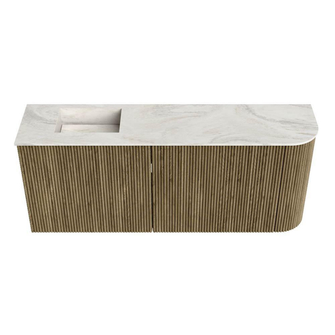 Mondiaz JOYA-DLUX Meuble de salle de bains 101.6cm - arrondi droit couleur Dusk - Vasque FAYE position Gauche 1 trou de robinet couleur Ostra. SW1423437