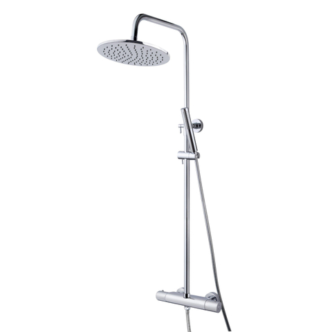Wiesbaden Caral set de douche pluie - 25cm - rond - apparent - avec inverseur - avec barre de douche - chromé SW10555