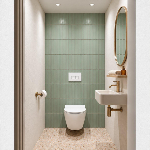 Adema Salina 2.0 Toiletset - 48.5x36x32cm - diepspoel - spoelrandloos - QeramiQ inbouwreservoir - softclose - quickrelease - toiletzitting - glans witte kunststof bedieningsplaat - rechthoekige knoppen - wit SW1474598