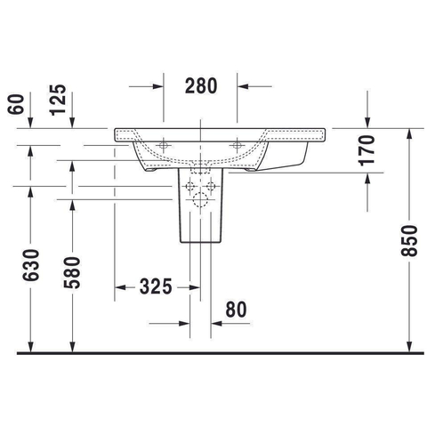 Duravit Durastyle Meubelwastafel asymmetrisch - met 1 kraangat links - 80x48cm - met wondergliss - wit SW54162