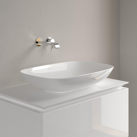 Villeroy & Boch Loop & Friends opzetwastafel - 62x42cm - zonder kraangat - zonder overloop CeramicPlus - White Alpine (glans wit) SW644144