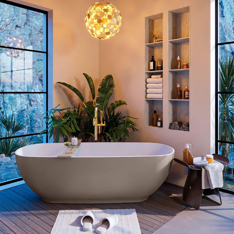 MONDIAZ ALAN - DLUX Badkamermeubelset - 150cm - onderkast - Smoke - 1 lade - vrijhangende wastafel - wasbak links - 1 kraangat - Opalo SW806547