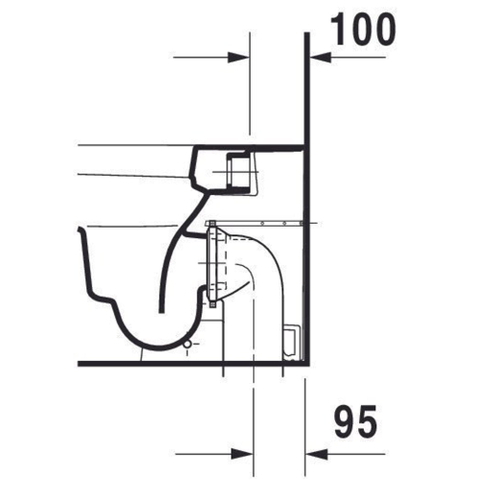 Duravit Happy D.2 Closetpot - diepspoel staand - back-to-wall - 36.5x57cm - inclusief bevestiging afvoer horizontaal - wit SW54349