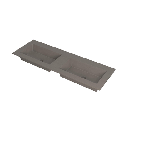 INK Kraft wastafel - 140x45x1cm - 2 wasbakken - 0 kraangaten - Quartz beton SW439603