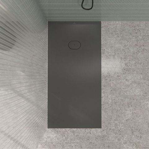 Villeroy & Boch Ecora douchebak - 160x80x4.5cm - afvoer korte zijde - anthracite (antraciet) SW1558971