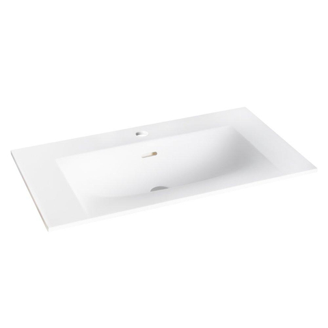 BRAUER Glacier wastafel - 80x46x2cm - 1 wasbak - 1 kraangat- fine stone - mat wit OUTLETSTORE STORE34540