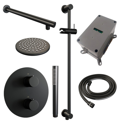 BRAUER Black Edition inbouw regendoucheset – Ø20 cm hoofddouche – 39.4 cm rechte wandarm – staafhanddouche – glijstang 70 cm SW1159199