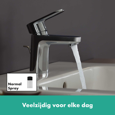 Hansgrohe Vernis Blend 1 greeps wastafelkraan - 70 brass - met trekwaste - hoogglans chroom SW651904