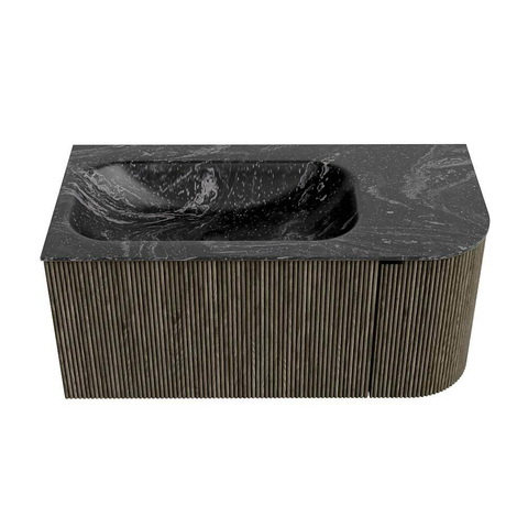 Mondiaz KURVE-DLUX Badkamermeubelset - 95x46x40cm - 1 lade - 1 deur - wastafel solid surface - links - zonder kraangat - Shadow SW1414637