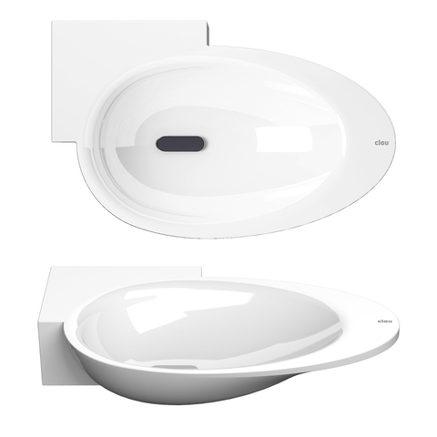 Clou First lave-mains - 38.8x24.6x8cm - angle - pierre minérale - trou robinet gauche - blanc SW9273