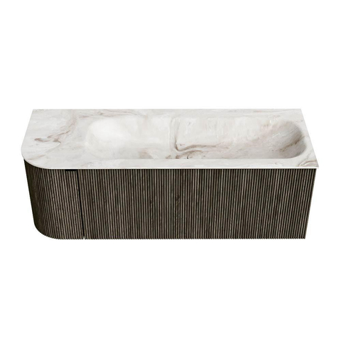 Mondiaz KURVE-DLUX Badkamermeubelset - 125x46x40cm - 1 lade - 1 deur - wastafel solid surface - rechts - zonder kraangat - Shadow SW1414356