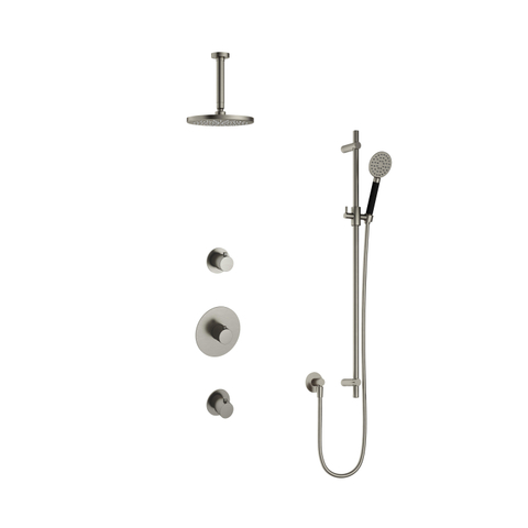 Hotbath Cobber IBS20 Regendoucheset - inbouw - 15cm plafondarm - 20cm ronde hoofddouche - 3 standen handdouche - glijstang - geborsteld nikkel (RVS) SW440651