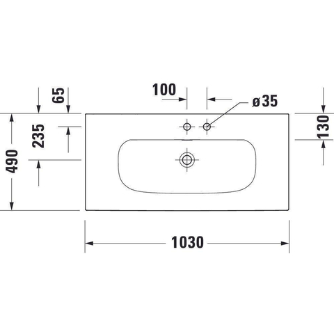 Duravit Viu Meubelwastafel - 103x49cm - met kraangat - met overloop - wit SW297108